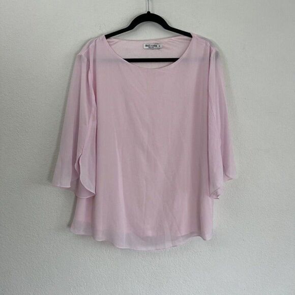 Grace Karin Womens Plus Size XXL Baby Pink Blouse Top Wide Split Flare Sleeves - Picture 1 of 9